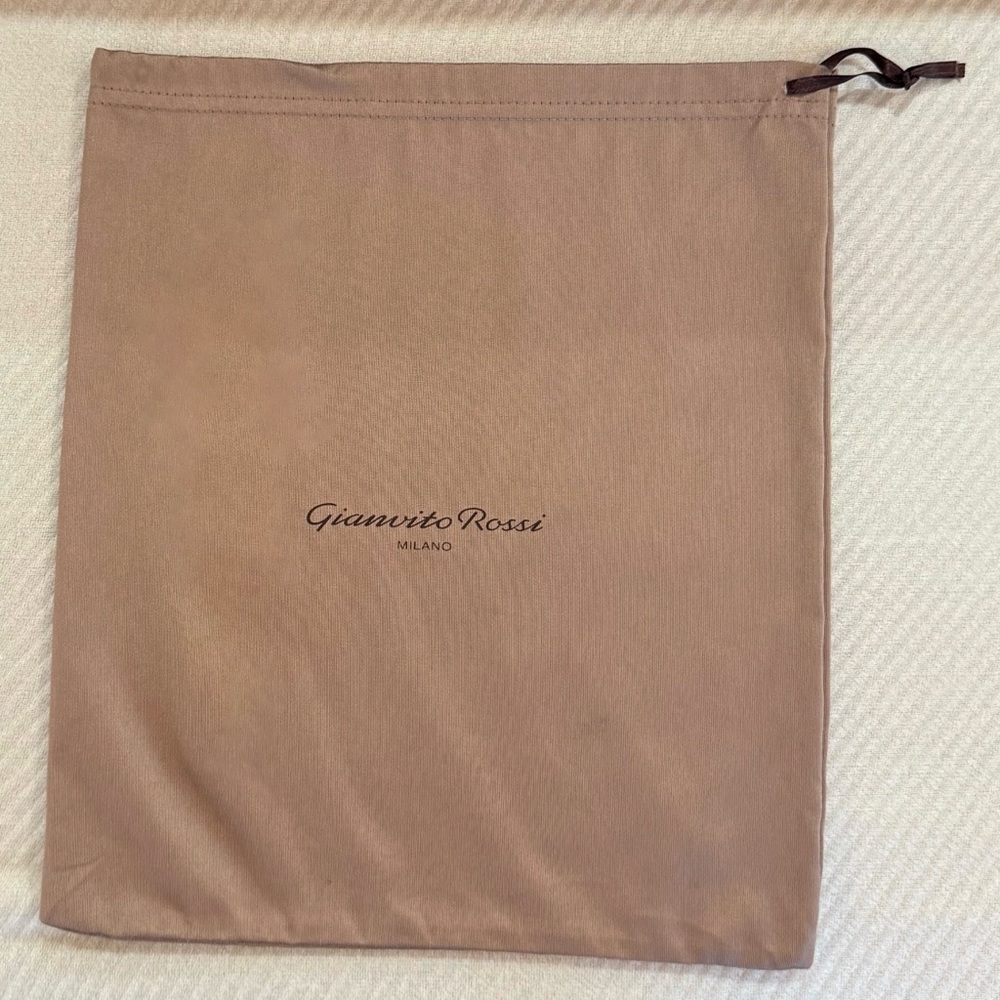 Gianvito Rossi Milano Dust Bag – Taupe Cotton, 11.5” x 13.5”